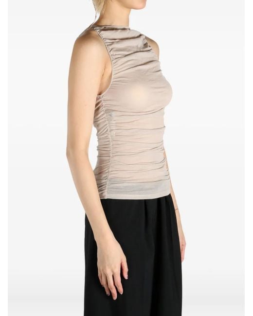 Paloma Wool Natural Ruched Sleeveless Top