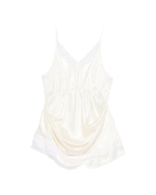 Magda Butrym White Lace-Trim Mini Dress