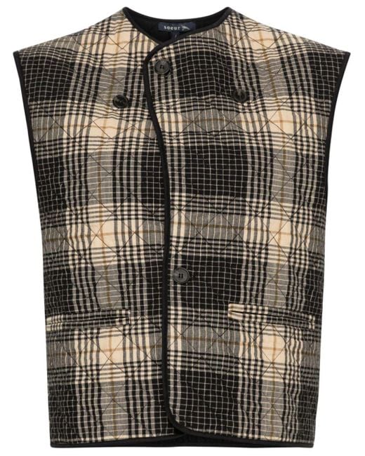Soeur Black Anemone Plaid-check Gilet