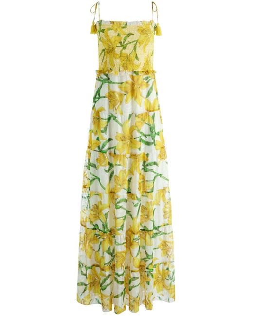 Alice + Olivia Yellow Marna Floral-print Maxi Dress