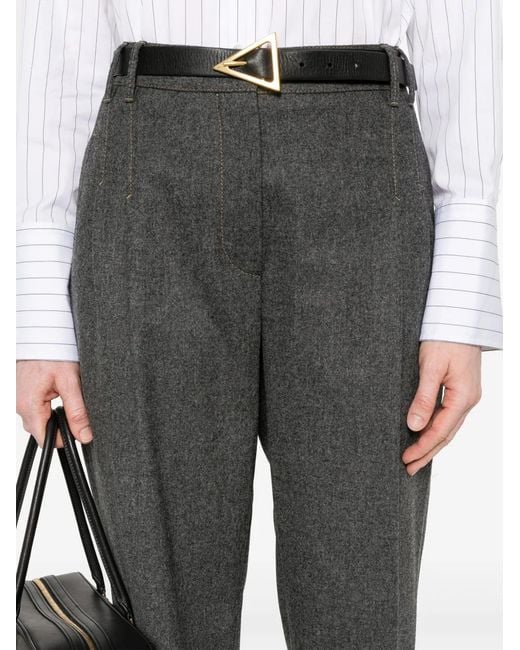 Brunello Cucinelli Gray Pleated Felted Straight Trousers