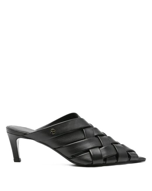 Anine Bing Black 55Mm Eve Woven Leather Mules