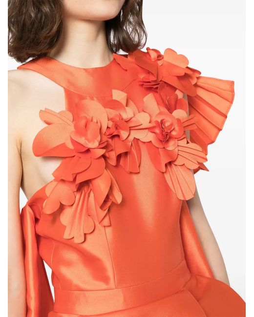 Saiid Kobeisy Orange Mikado Jumpsuit With Asmmymetrical Cuts And Matching Embroidery