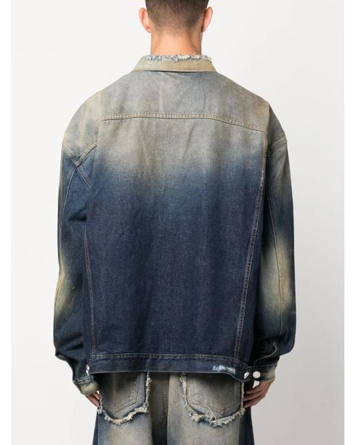 Vetements Black Distressed-Effect Stonewashed Denim Jacket for men