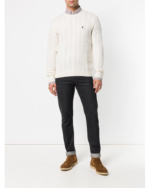 Polo Ralph Lauren Wool Cable-knit Jumper in White for Men - Lyst