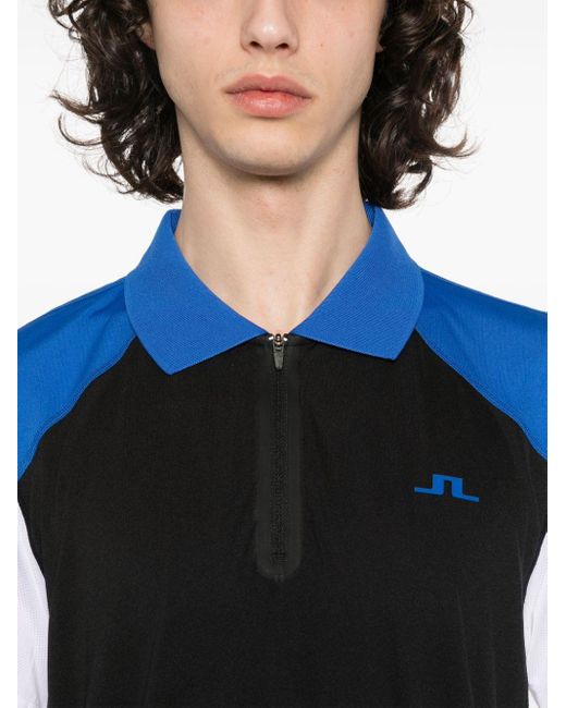 J.Lindeberg Black Arch Panelled Polo Shirt for men