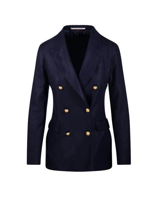 Tagliatore Blue Double-Breasted-Tone-Hardware Jacket
