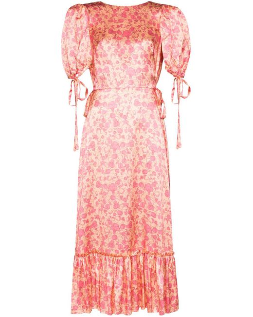 The Vampire's Wife Pink Honey Trap Floral-print Silk Dress