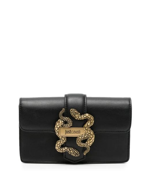 Just Cavalli Black Logo-Detail Clutch Bag