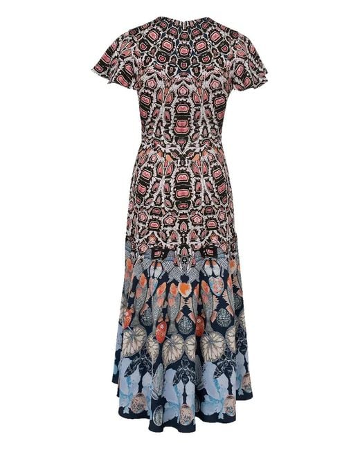 Printed Plunge Neck Dress Temperley London en coloris White