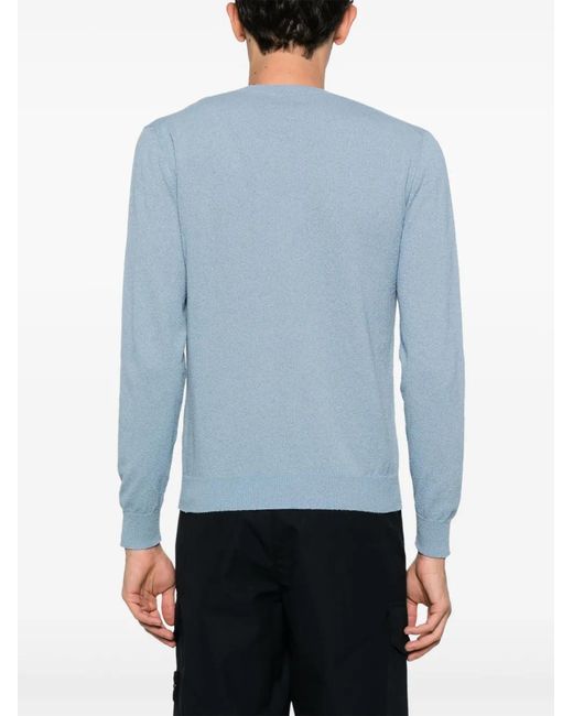 Drumohr Blue Bouclé-Knit Sweater for men