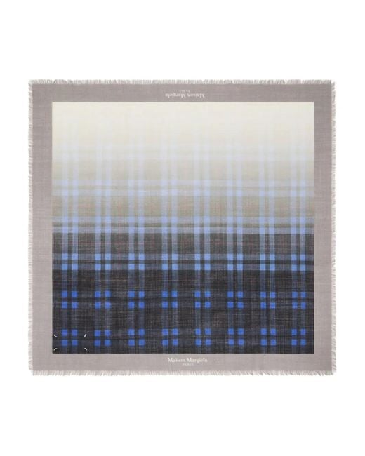 Maison Margiela Blue Checked Frayed Neckerchief
