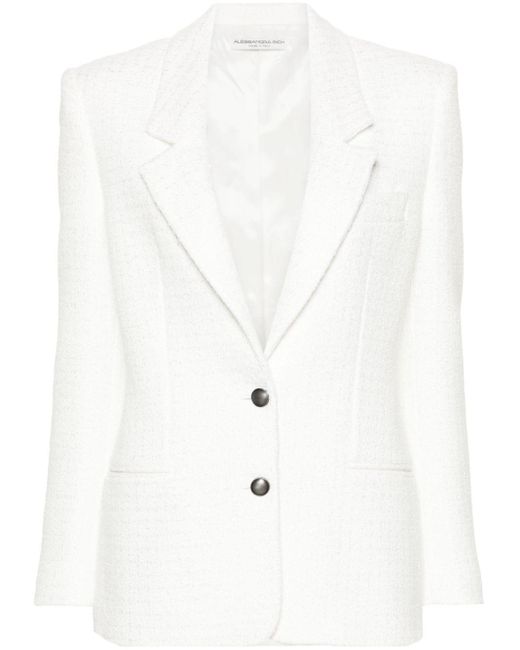 Blazer en tweed à simple boutonnage Alessandra Rich en coloris White