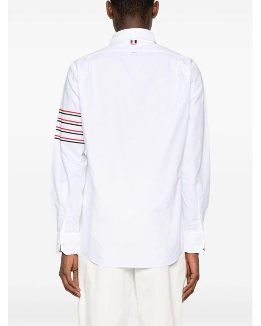 Thom Browne White 4-bar Long-sleeve Cotton Shirt for men