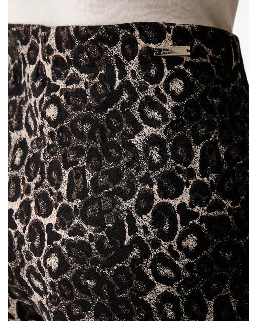 Joseph Ribkoff Black Leopard-Print Jacquard Trousers