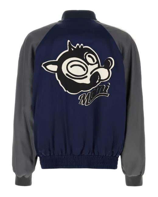 Marni Blue Satin Bomber Jacket for men
