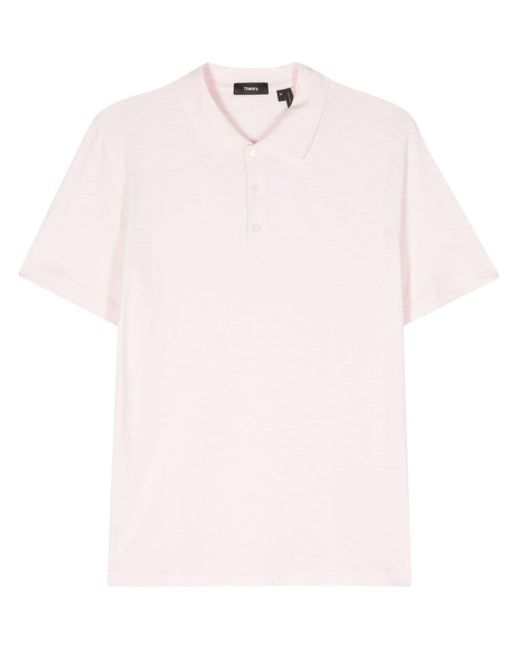 Theory Pink Mélange Cotton Polo Shirt for men