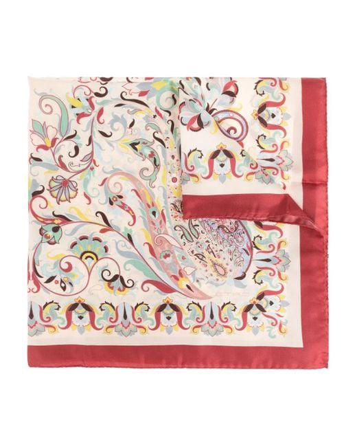 Foulard En Soie À Imprimé Cachemire Etro en coloris Pink