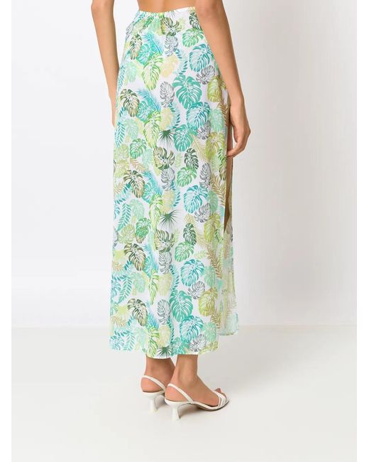 Amir Slama Green Palm Leaf Print Skirt