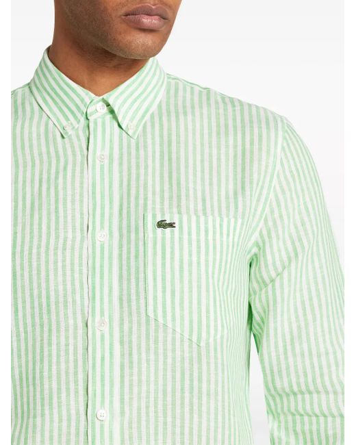 Lacoste Gestreept Overhemd in het Green voor heren