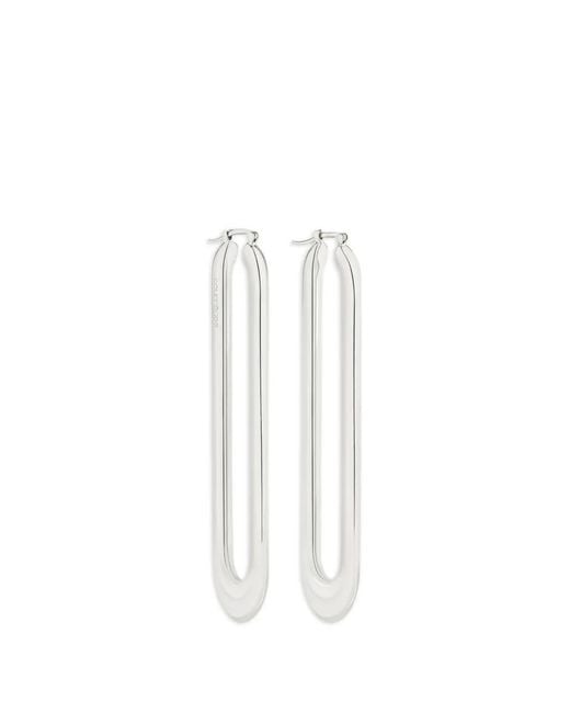 Courreges White Oval-Shape Hoop Earrings
