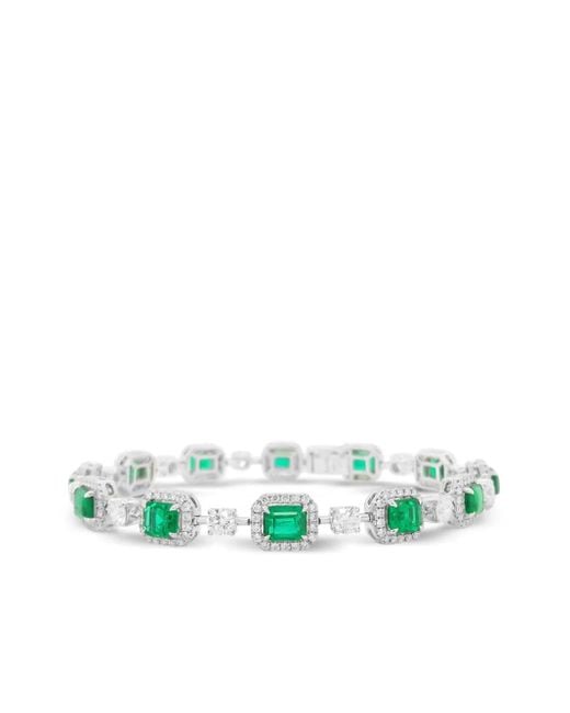 HYT Jewelry Green Emerald And Diamond Tennis Bracelet