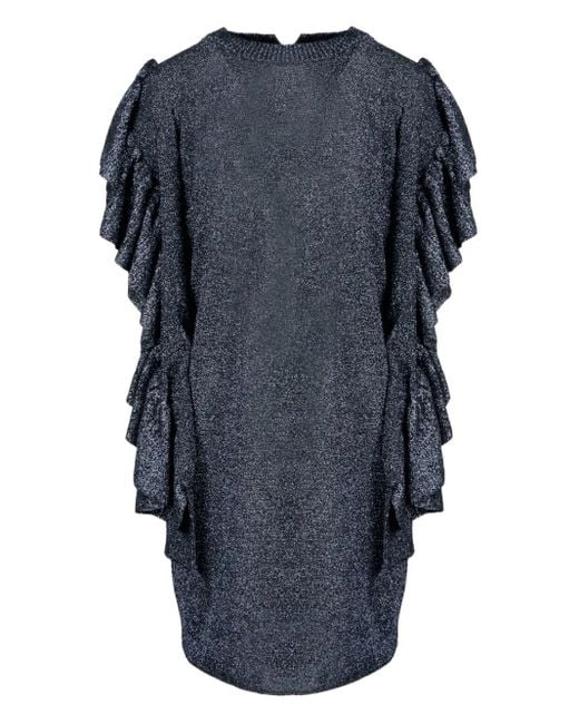 Circus Hotel Blue Frill-Sleeve Glitter Dress