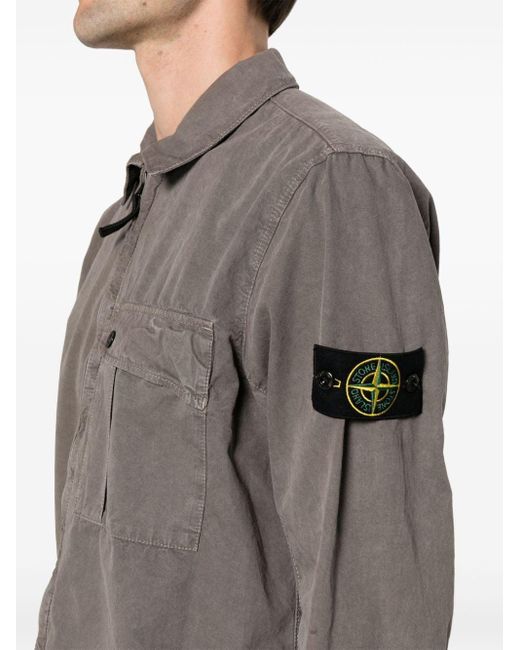 Stone Island Brown Compass-badge Cotton Shirt for men