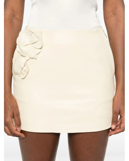 Elisabetta Franchi Flowers レザーミニスカート Natural