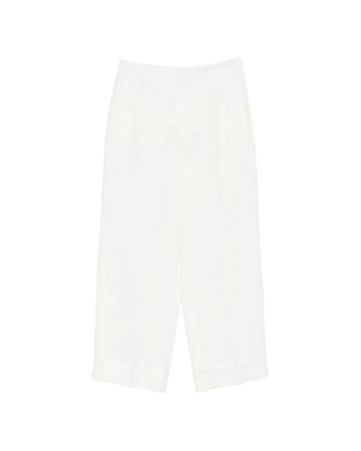 Max Mara White Pressed-Crease Turned-Up Trousers