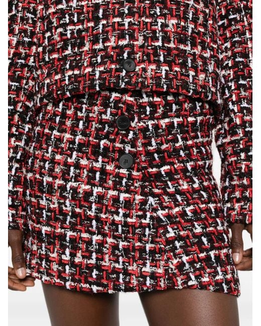 IRO Red Bouclé Button-Front Mini Skirt
