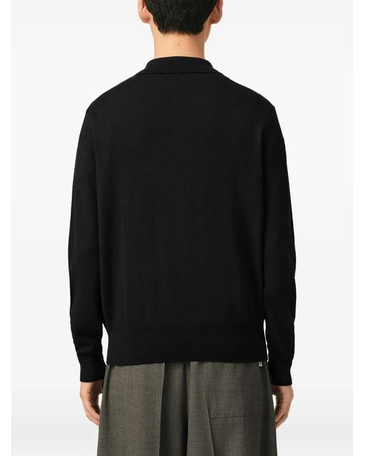 AMI Black Wool Polo With Ami De Coeur for men