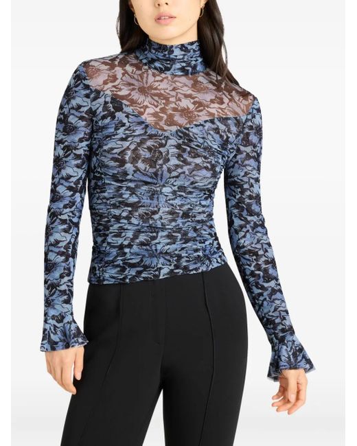 Top con estampado floral Cinq À Sept de color Blue