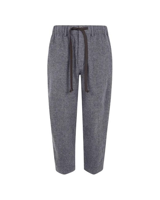 Uma Wang Gray Drawstring Wide-Leg Trousers for men
