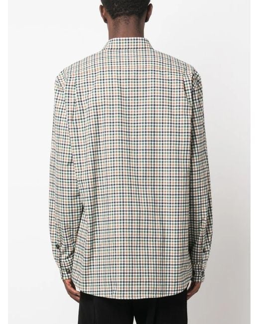 KENZO White Checked Logo-Patch Shirt for men
