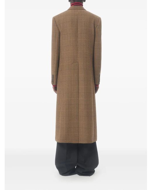 Valentino Garavani Brown Check-Print Double-Breasted Coat for men
