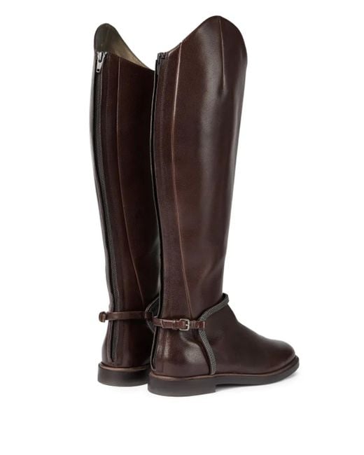 Bottes En Cuir À Boucles Brunello Cucinelli en coloris Brown