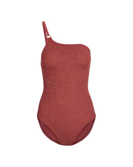 Hunza G Red Clara One-Shoulder Swimsuit