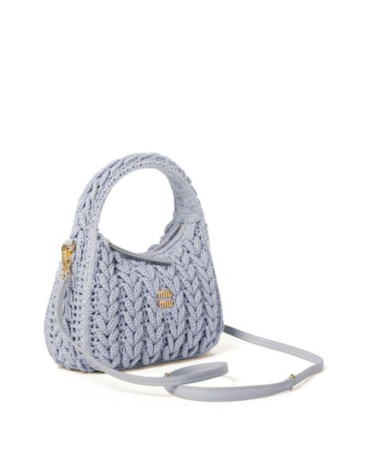 Miu Miu Blue Wander Woven-Design Bag