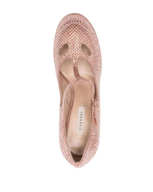Casadei Pink 160Mm Rhinestone-Embellished Pumps