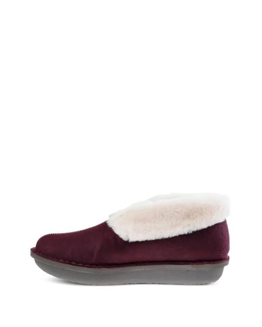Clarks Purple Milano Faux-Fur Trim Slippers