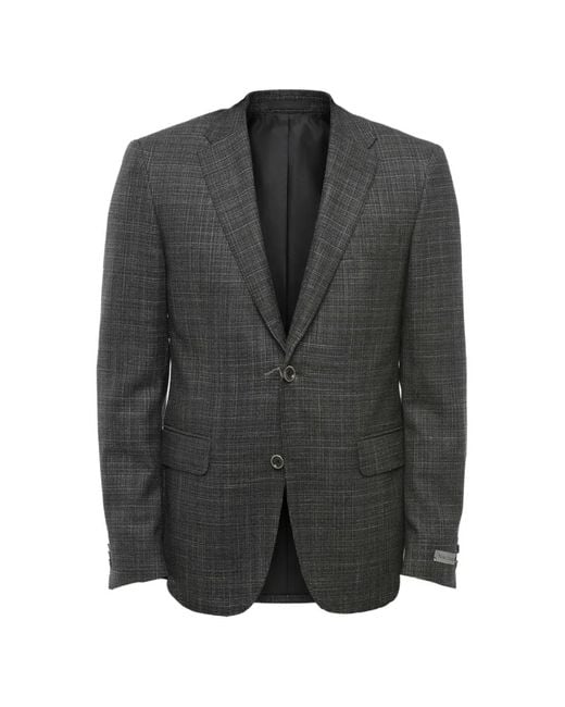 Corneliani Gray Single-Breasted Checked Blazer for men