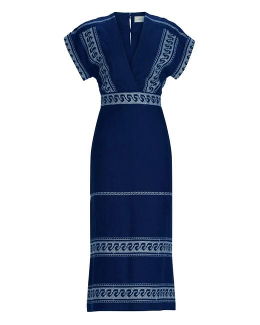 Abito Con Scollo A V di Silvia Tcherassi in Blue