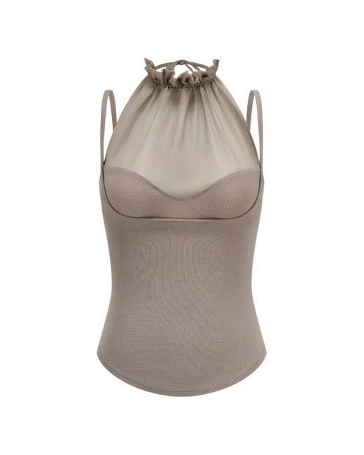 Oude Waag Gray Ruffled Halter-Neck Top