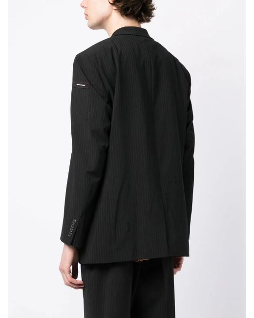 Palmier Black Pinstripe Single-Breasted Blazer for men