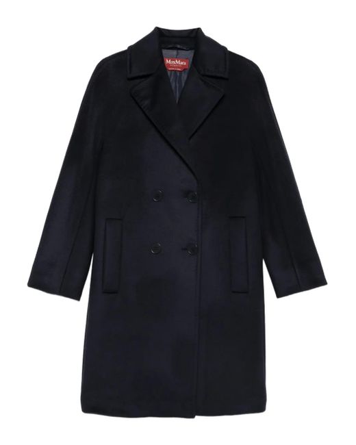 Max Mara Wollen Jas Met Dubbele Rij Knopen in het Blue