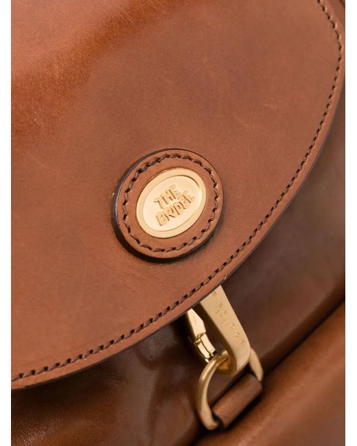 The Bridge Brown Logo-Plaque Leather Backpack