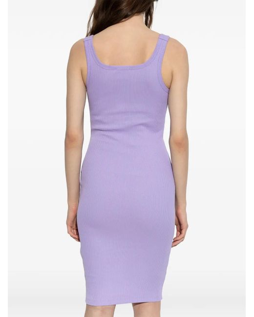 Versace Jeans Couture Purple Buckle-Detail Ribbed Dress