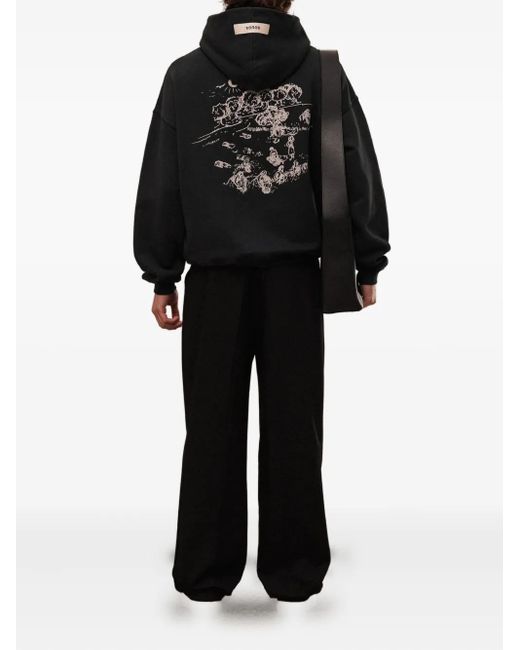 ROUGH Black Graphic-Print Hoodie