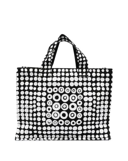 10 Corso Como Black Motif Print Zip Tote Bag